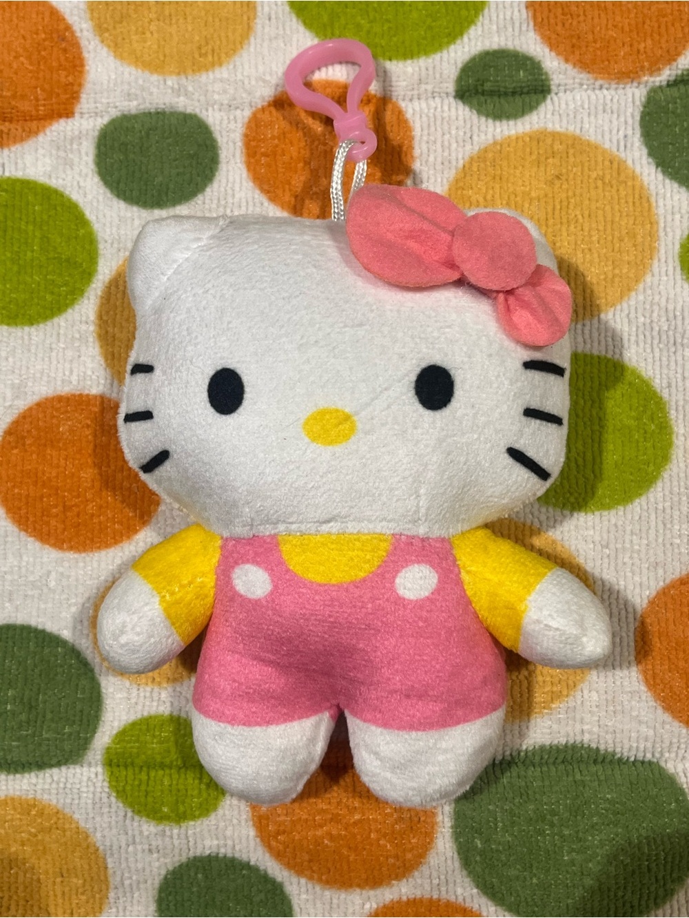 Hello Kitty Pink and Yellow Plush Keychain Bag Charm NEW NWT